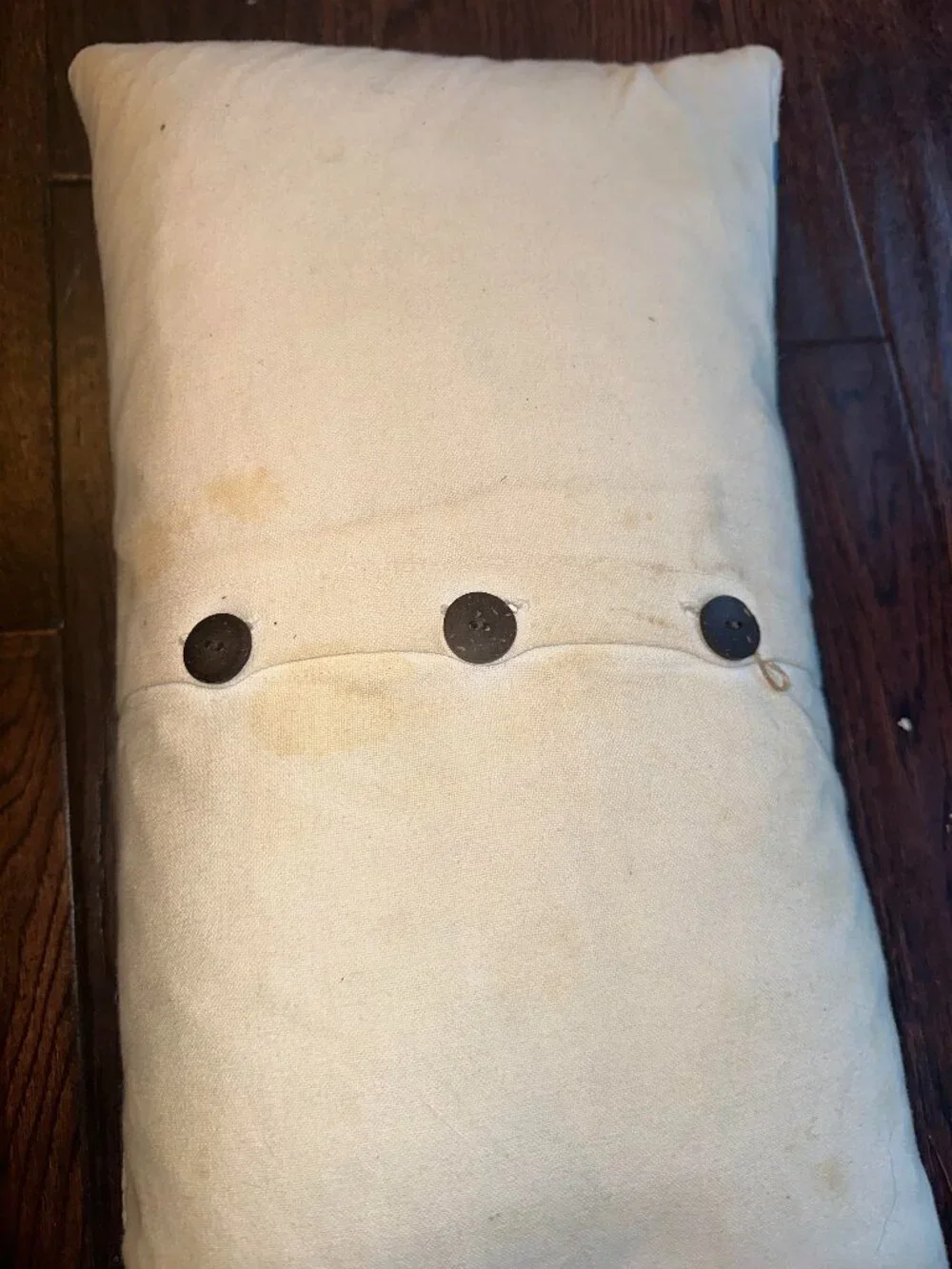 West Elm Decorative Throw Pillow Cover Neutral Cream Button Back
